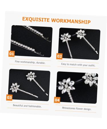 minkissy 6 Pairs Bridal Rhinestone Barrette Rhinestone Hair Accessories Rhinestone Headpiece Metal Hair Barrettes Rhinestones Hair Pin 90s Hair Accessories Flower Hair Clips for Women Bride - Buy Online on GoSupps.com