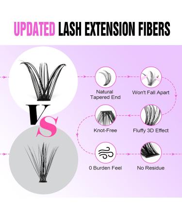 Pawotence 280pcs D Curl Cluster Eyelashes 9-16mm Mix for Self Application - 30D & 40D Lash Extensions - Buy Online on GoSupps.com