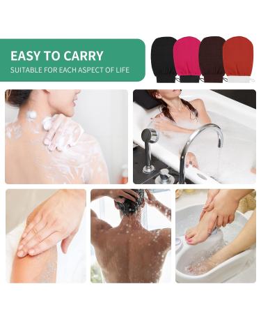 BiJun Exfoliating Glove Moroccan Kessa Scrub 4-Pack - Deep Exfoliating Mitt for Body Skincare at Home - Buy Online on GoSupps.com