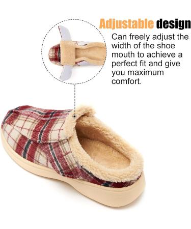 EVGLOW Men's Adjustable Orthopedic Slippers for Plantar Fasciitis & Foot Pain Relief | Arch Support, Size 11, Beige/Red - Buy Online on GoSupps.com