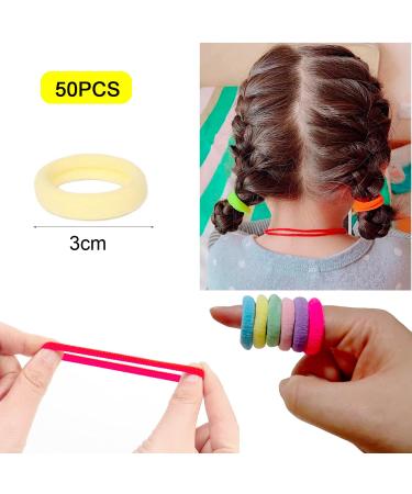 50-Piece Candy Color Seamless Elastics Hair Ties for Girls - Ponytail Holders & Hair Accessories - Multicolor Mix - Buy Online on GoSupps.com