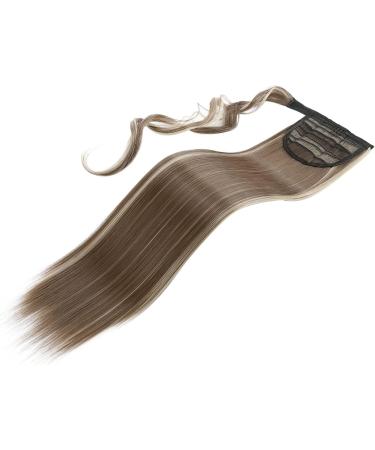 23" Long Straight Wrap Around Ponytail Clip in Hair Extensions One Piece Hairpiece Magic Tape in Pony Tail Extension for Women Light Brown & Ash Blonde - Buy Online on GoSupps.com