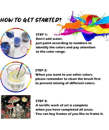 Mushroom Paint by Number Kit for Adults - DIY Acrylic Oil Set on Canvas Skeletons - 16x20Inch - Buy Online on GoSupps.com