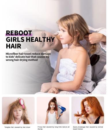 Meetrue Unicorn Hair Turbans for Girls - 3 Pack Microfiber Fast Dry Towels (Purple Orange White) | Super Absorbent & Comfortable for Ages 6-12 - Buy Online on GoSupps.com