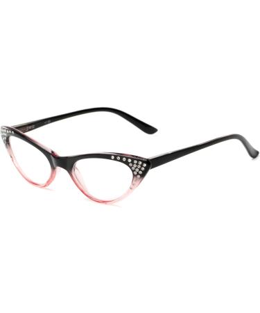 Buy Paulina +3.00 Black/Pink Fade Sparkly Rhinestone Cat Eye Reading Glasses | Stylish & Functional | International Shipping Available - Buy Online on GoSupps.com