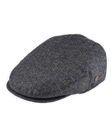 VOBOOM Men's Herringbone Flat Ivy Newsboy Hat Wool Blend Gatsby Cabbie Cap Dark Grey 7 7/8