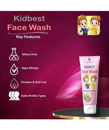 Kids Multivitamin Face Wash - Natural & Non-Toxic Organic Watermelon for Sensitive Skin | 100ml Tear Free Paraben & SLS Free - Buy Online on GoSupps.com