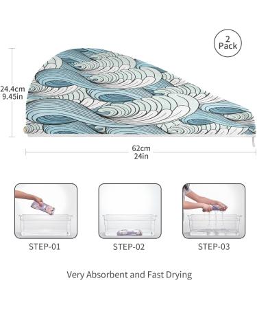 Wave Dry Hair Cap Set - 2 Piece Quick Drying Towels & Button Headband | Super Absorbent & Comfortable - Buy Online on GoSupps.com