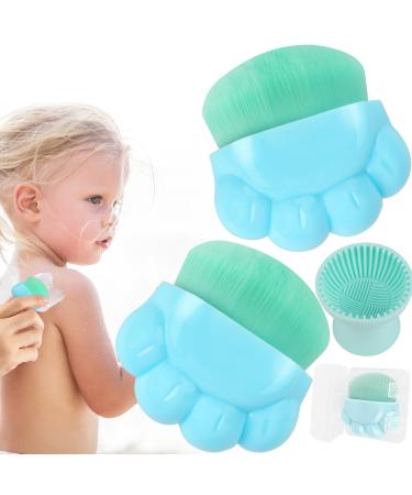 Azazccm Sunscreen Applicator for Kids 2 in 1 Sunblock Brush Set Multi-Use Suncream & Lotion Brush with Cleaner Travel for Liquid Foundation BB Cream Moisturizer Body Makeup (Light Blue)