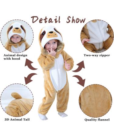 Doladola Baby Sloth Hooded Onesie Pajamas for 3.5-4.5 Years | Cute Cartoon Animal Romper for Boys and Girls - Buy Online on GoSupps.com