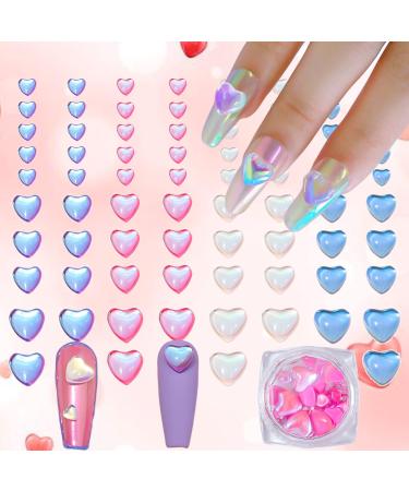 NewCraft 3D Cute Nail Charms  80 Pcs Resin Heart Shape Crystal Rhinestones of Nail Art Decorations  Ideal Nail Decal Decor Accessories
