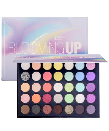 Blooming Up Eyeshadow Palette  Highly Pigmented 35 Shades Matte and Shimmers Makeup Palette  Ultra Blendable Eye Shadow  No Flaking  Little Fall Out  Stay Long  Hard Smudge  Cruelty- Free Makeup Pallet  Full Face Eye Mak...