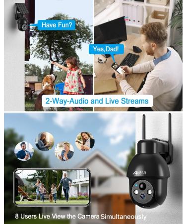 ANRAN 2K Outdoor Security Camera with Solar Power, 360 View, Smart Siren, Color Night Vision, Alexa Compatible - Q3 Black (3MP) - Buy Online on GoSupps.com
