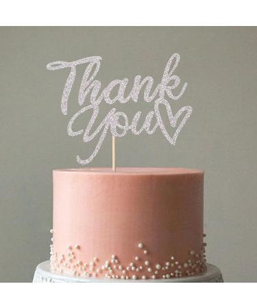 1 Piece Thank You Cake Decoration Glitter Thank You Cake Decoration Thanksgiving Day Cupcake Decorations Wedding Anniversary Birthday Party Silver New Silver - Buy Online on GoSupps.com