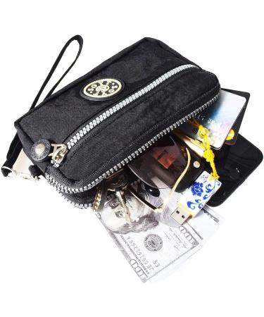 3-Layer Waterproof Nylon Zipper Wallet for Cellphone and Accessories - Black - Buy Online on GoSupps.com
