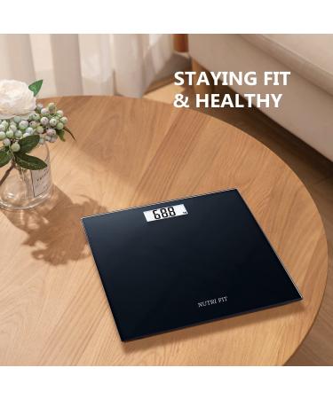 NUTRI FIT Digital Bathroom Scale - 400 lbs Ultra Slim & Accurate for Gym & Yoga Studio - Large Backlit Display - Black - Buy Online on GoSupps.com