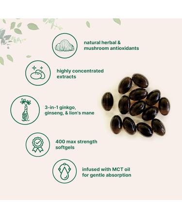 Micro Ingredients Ginkgo Biloba & Ginseng 400 Softgels | 6 Month Supply | Triple Strength Ginko Biloba & Lions Mane Supplement - Buy Online on GoSupps.com