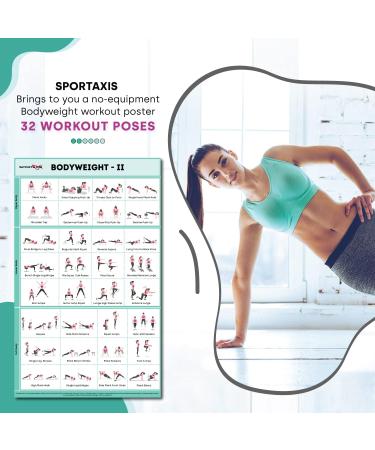 SPORTAXIS Bodyweight Workout Poster - 32 No-Equipment Exercises for Home & Gym Training | Gloss Double-Sided Lamination (16.5 x 27 inches) - Buy Online on GoSupps.com