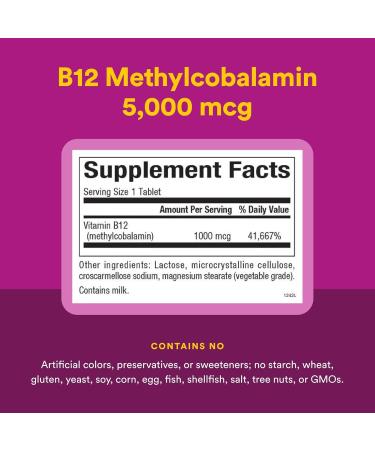 Natural Factors Vitamin B12 Methylcobalamin 1 000 mcg Offers The Most Metabolically Active Form of B12 Quick Dissolving Tablets 180 Count (Pack of 1) - Buy Online on GoSupps.com