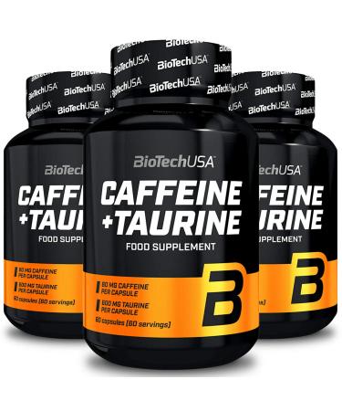BioTech USA CAFFEINE + TAURINE PILLEN |Energy booster |Supports weight loss |Capsules before training |Dietary supplements (180 capsules 3 bottles)
