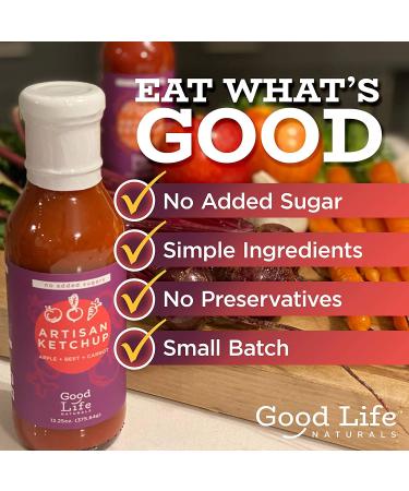Good Life Naturals Tomato-Free Beet Ketchup | Reduced Sugar & Sodium | Non-GMO, Gluten & Fat-Free | Apple, Carrot Crafted | No Artificial Flavoring | Naturally Sweetened - 1 Count - Buy Online on GoSupps.com