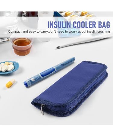 ecaqlin Portable Insulin Cooler Bag Diabetic Insulin Travel Case Cooler Pill Box Aluminum Foil Ice Bag (Navy Blue) - Buy Online on GoSupps.com