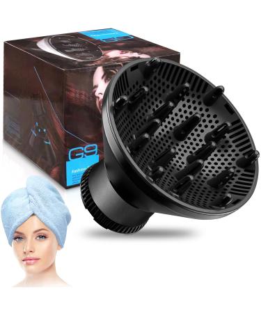 Hair Diffuser for Curly Hair and Natural Wavy Hair,with Hair Towel Wrap Universal Hair Dryer Diffuser Attachment Adjustable Type 1.5 inch to 2.4 inch for Dryer Nozzle Professional Salon Tool (1.5 inch - 2.4 inch)Black)