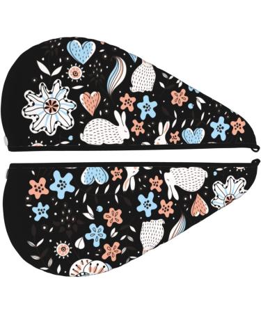 Floral Rabbit Microfiber Hair Towel - Soft Super Absorbent Quick Dry Wrap for Long Curly Hair | Coral Velvet for Women - Buy Online on GoSupps.com