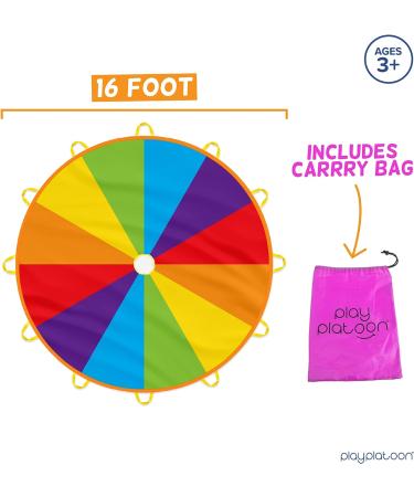 Play Platoon 16ft Parachute for Kids - 12 Handles, Multicolored Outdoor Game & Gymnastics Equipment - Buy Online on GoSupps.com