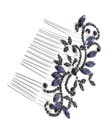 BELLIFFY Bride Hair Comb Blue Rhinestone Wedding Hair Comb for Bride - Vintage Flower Crystal Hairpin - Bridal Accessories for Bridesmaid Womens Hair Clips Headwear for Women Styling