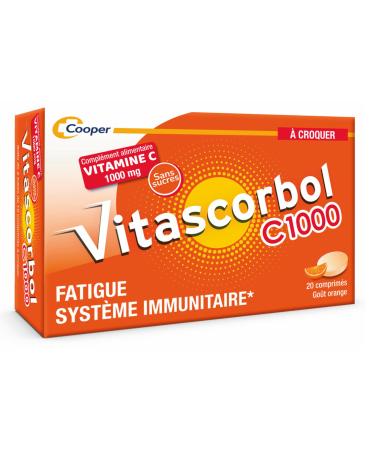 VITASCORBOL C1000 A CROQUER - Compl ment alimentaire Vitamine C - 20 comprim s croquer - Go t Orange