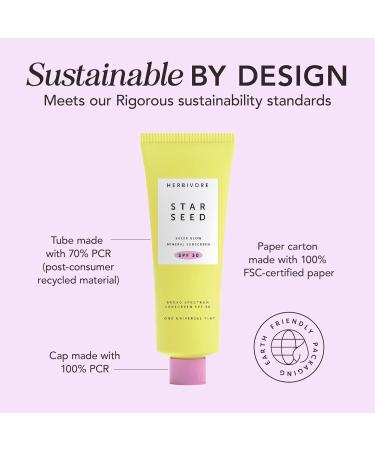 HERBIVORE Star Seed Sheer Glow SPF 30 Sunscreen - 100% Mineral Silicone-Free with Vitamin C & Prebiotics Universal Tint - Benzene-Free 50 mL - Buy Online on GoSupps.com