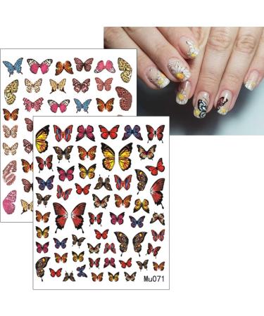 JMEOWIO 9 Sheets Spring Butterfly Nail Art Stickers Decals Self-Adhesive Summer Flower Floral Nail Supplies Nail Art Design Decoration Accessories - Buy Online on GoSupps.com