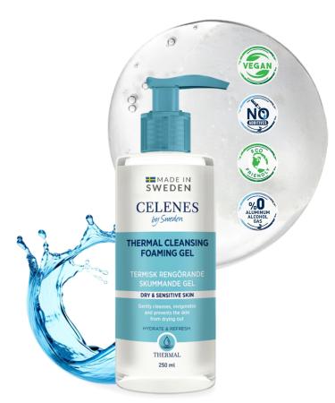 CAREX BENELUX Celenes by Sweden Thermal Cleansing Foam Gel Paraben & Alcohol Free Enriched with Natural Herbal Extracts Ideal for DrySensitive Skin 250ml