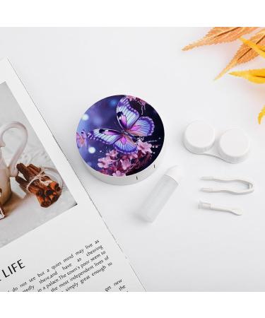 Purple Butterfly Print Contact Lens Case - Travel Care Box for Contact Lenses - Buy Online on GoSupps.com