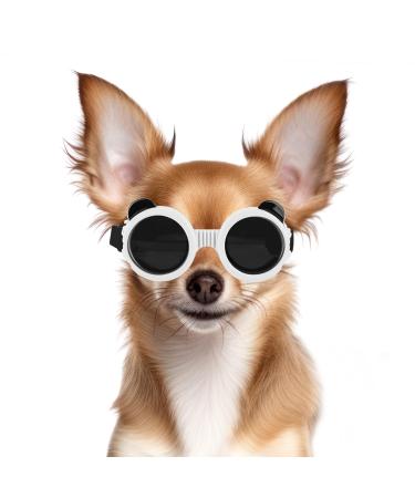 Namsan dog glasses for small dogs dogs sunglasses with a round frame wind protection glasses UV protected protective glasses for small dogs - white blanco - Buy Online on GoSupps.com