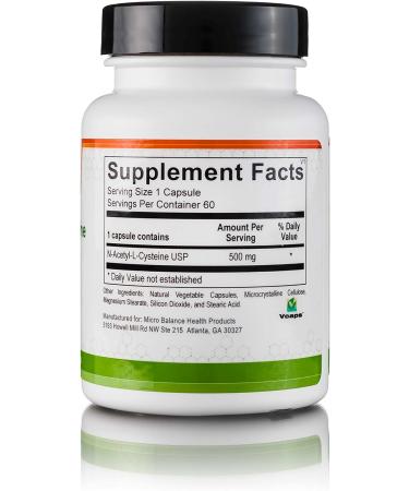 Micro Balance N-Acetyl Cysteine Supplement | Respiratory & Immune Support | Liver Antioxidant | 60 Capsules - Buy Online on GoSupps.com