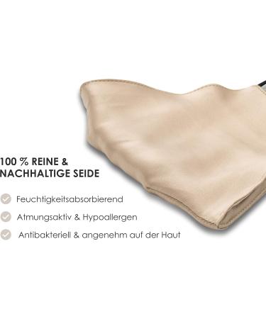 Silkist Unisex 100% Silk Mouth Protection Mask - Reusable 3-Layer Breathable & Skin-Friendly with Adjustable Ear Loops & Nose Bracket - Cooling Summer Beige - Buy Online on GoSupps.com