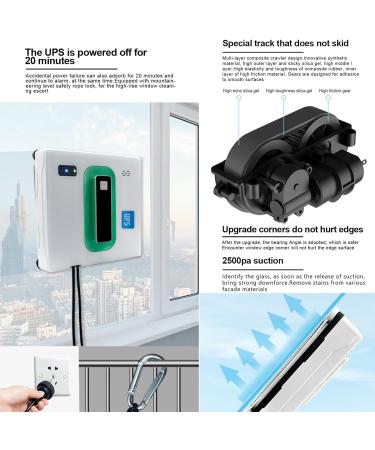 Automatic Window Cleaner Robot with 50ml Large Water Tank Remote Control and Voice Assistant - Double Water Jet Cleaning for Outdoor/Indoor Windows. - Buy Online on GoSupps.com