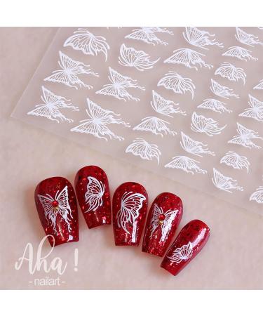 6Pcs Butterfly Nail Art Stickers - Black and White 3D Self-Adhesive Decals for Women and Girls | Holiday Nail Decorations | DIY Acrylic Manicure Supplies - Buy Online on GoSupps.com