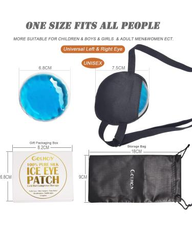GELMAY Silk Ice Eye Patch for Strabismus Lazy Puffy Eyes - Hot Cold Compress | Medical Grade Post-Surgery Pirate Eye Cover - Adult Kid (Black) - Buy Online on GoSupps.com