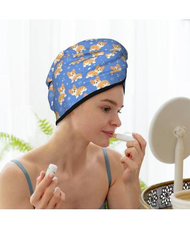 Buy Kawaii Corgi Hair Towel Wrap Quick Drying Hair Turban with Button Perfect for Fast Hair Drying | International Shipping Available - Buy Online on GoSupps.com