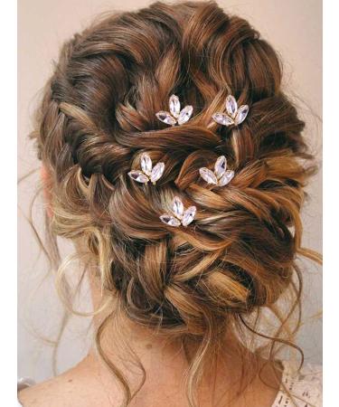Kikmoya Wedding Hair Pins  Set of 5 Rhinestones Crystal Bridal Hair Clips Headpieces Accessories for Brides and Bridesmaids (Gold)