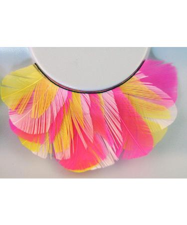 Eulenspiegel Yellow & Pink Feather Eyelashes with Glue - 1 Pack of 1 (1 ml) - Perfect for Creative Makeup - Buy Online on GoSupps.com