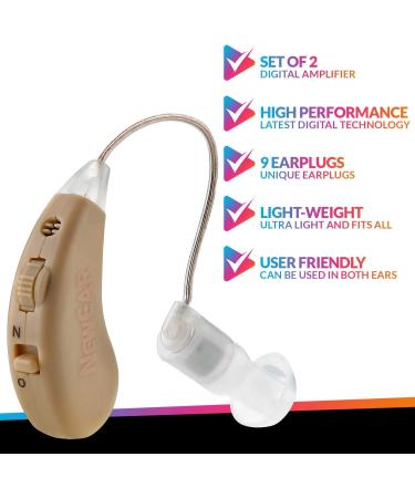 Digital Hearing Amplifier (Pair of 2) - Noise Cancelling, One Touch Volume Control, Rechargeable USB Dock - MEDca - Buy Online on GoSupps.com