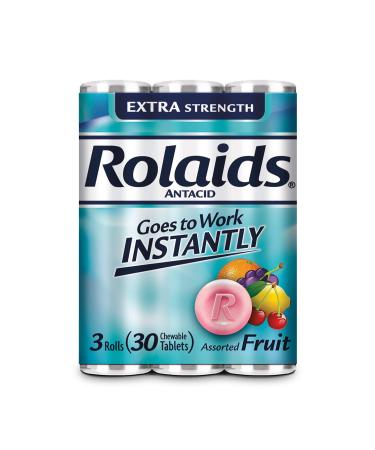 Rolaids Extra Strength Antacid Chewable Tablets Assorted Fruit 360-Count (12 Packs of 30 Tablets Each) Fruit 3 Count (Pack of 12)