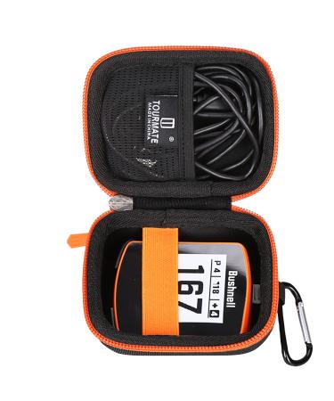 Tourmate Golf-GPS storage cover compatible with Bushnell Phantom 2 GPS removal meter with bite magnetic holder and green view with wearable4u Ultimate 3 golf tool set (orange only shell) orange/evening red in a zigzag pattern (Sunset Chevron)