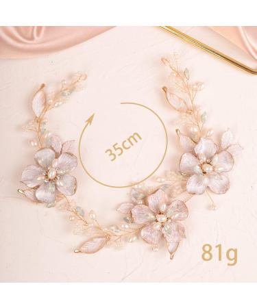 BERYUAN Wedding Gold Flower Crystal Pearls Hair Vine Opal Rhinestone Pearls Wedding Headpiece Gold Wedding Hair Accessories for Bridal Women and Girls - Buy Online on GoSupps.com