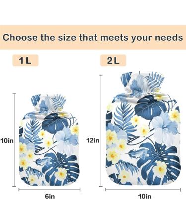 NAANLE Plumeria Hot Water Bottle - 2L with Cover for Pain Relief Neck Warmth & Cold Therapy | Transparent Heat Bottle - Buy Online on GoSupps.com