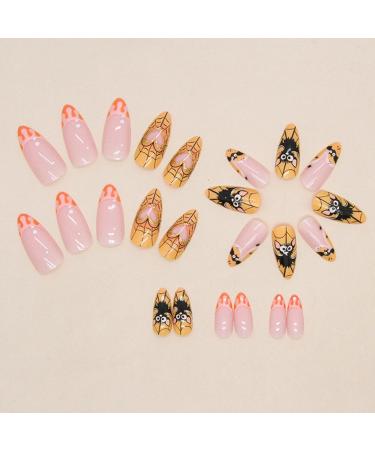 Paodduk Almond Halloween Nails Press On Almond Nails Almond Fake Nail Reusable False Nail Glue on Niail Press On Nail Manicure Decor for Girls - Buy Online on GoSupps.com